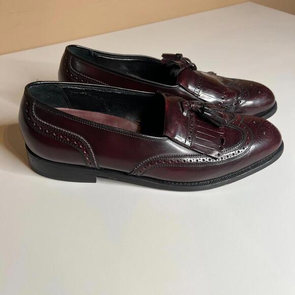 Vintage Florsheim Tassel Loafers Burgundy Leather Men’s Size 10 - Picture 1 of 9